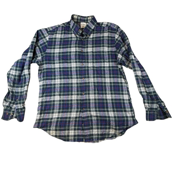 Brooks Brothers Regent Button Down Flannel Shirt Men's Size Large Plaid Cotton - Picture 1 of 3